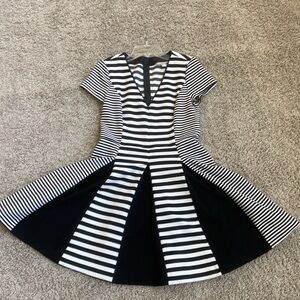 Striped petite fit and flare dress